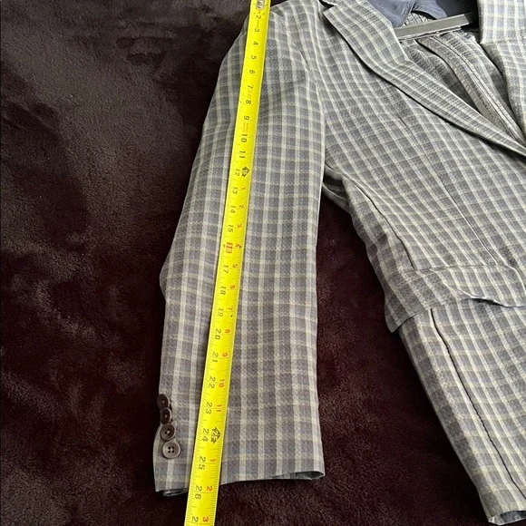 Hugo Boss Navy and Gray Checkered Blazer